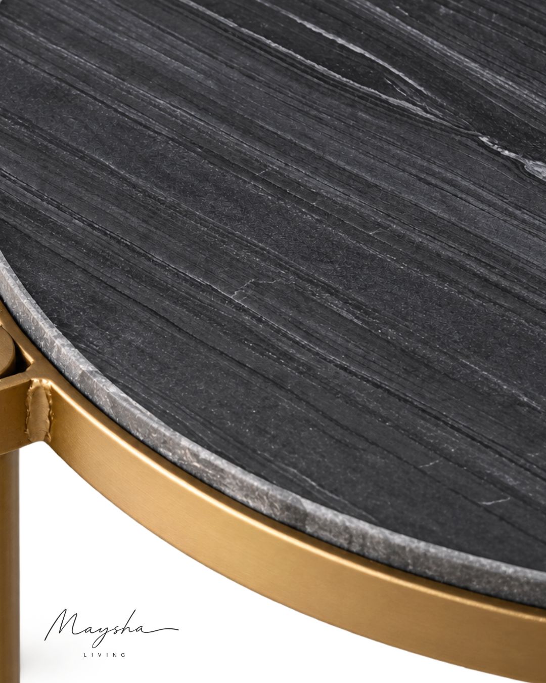 Orvella Round Side Table with Black Top