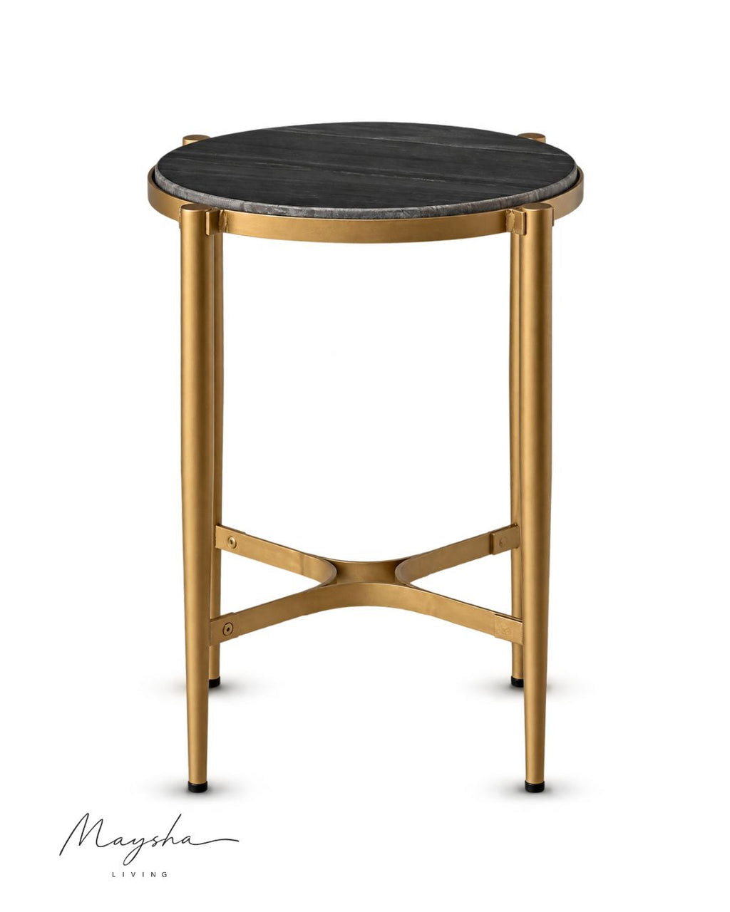 Orvella Round Side Table with Black Top