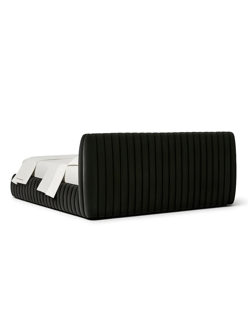 Rovique Forest Velvet Channel-Tufted Performance Fabric Bed