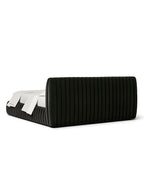 Rovique Forest Velvet Channel-Tufted Performance Fabric Bed