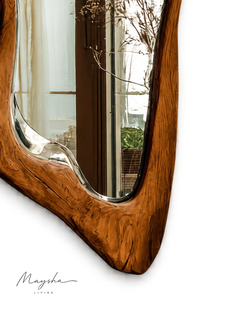 RIVENNA Live Edge Organic Freeform Solid Wood Wall Mirror