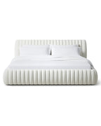 Rovique Chalk Velvet Channel-Tufted Performance Fabric Bed