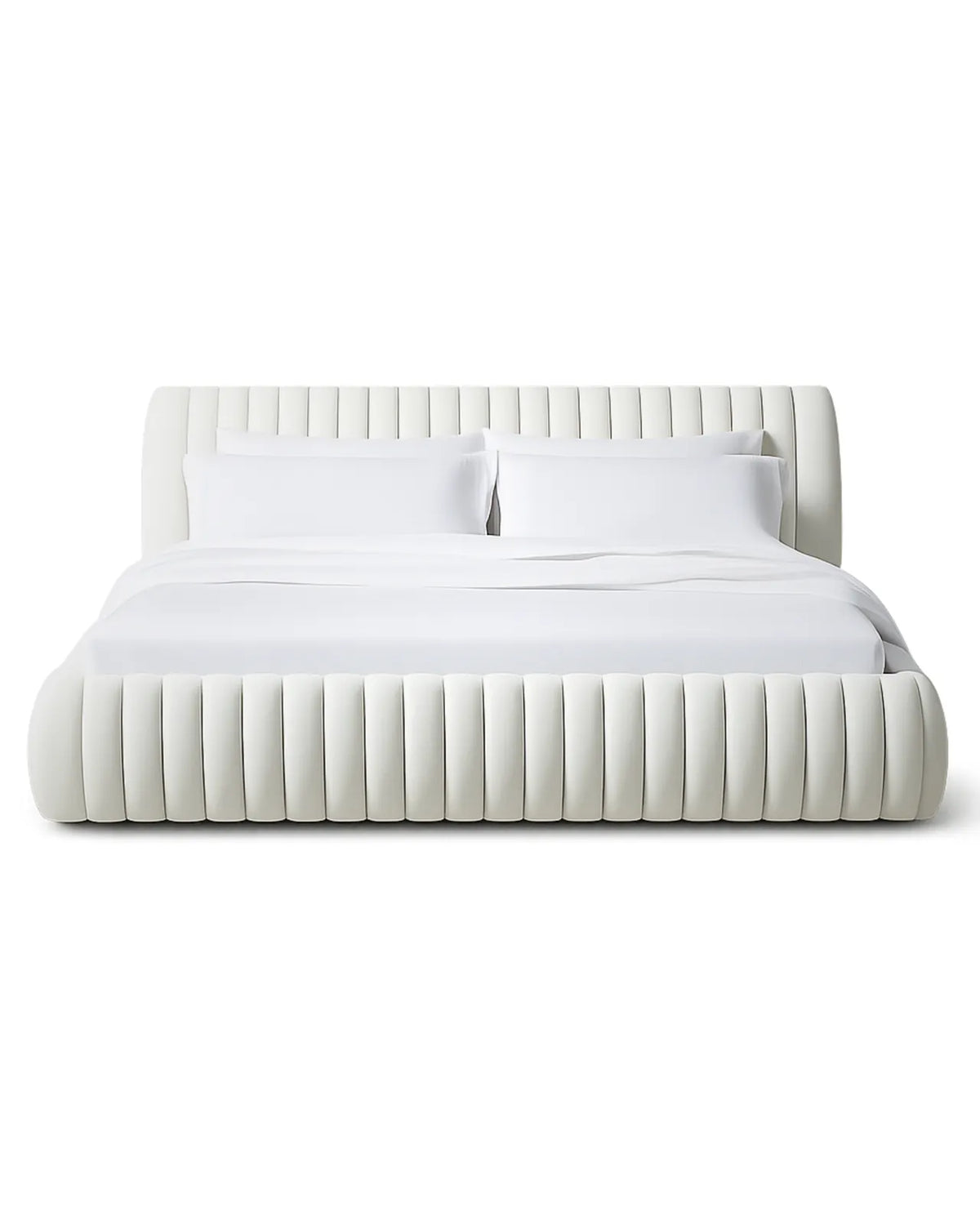 Rovique Chalk Velvet Channel-Tufted Performance Fabric Bed