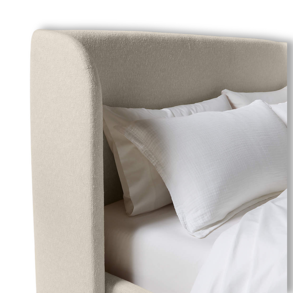 Orivelle Shelter Headboard Fabric Bed - Warm Cream Bouclé