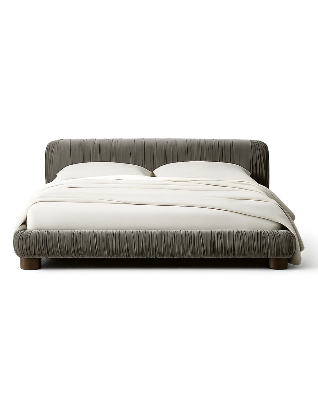 Striova Charcoal Velvet Low-Profile Bed