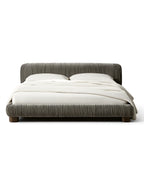 Striova Charcoal Velvet Low-Profile Bed
