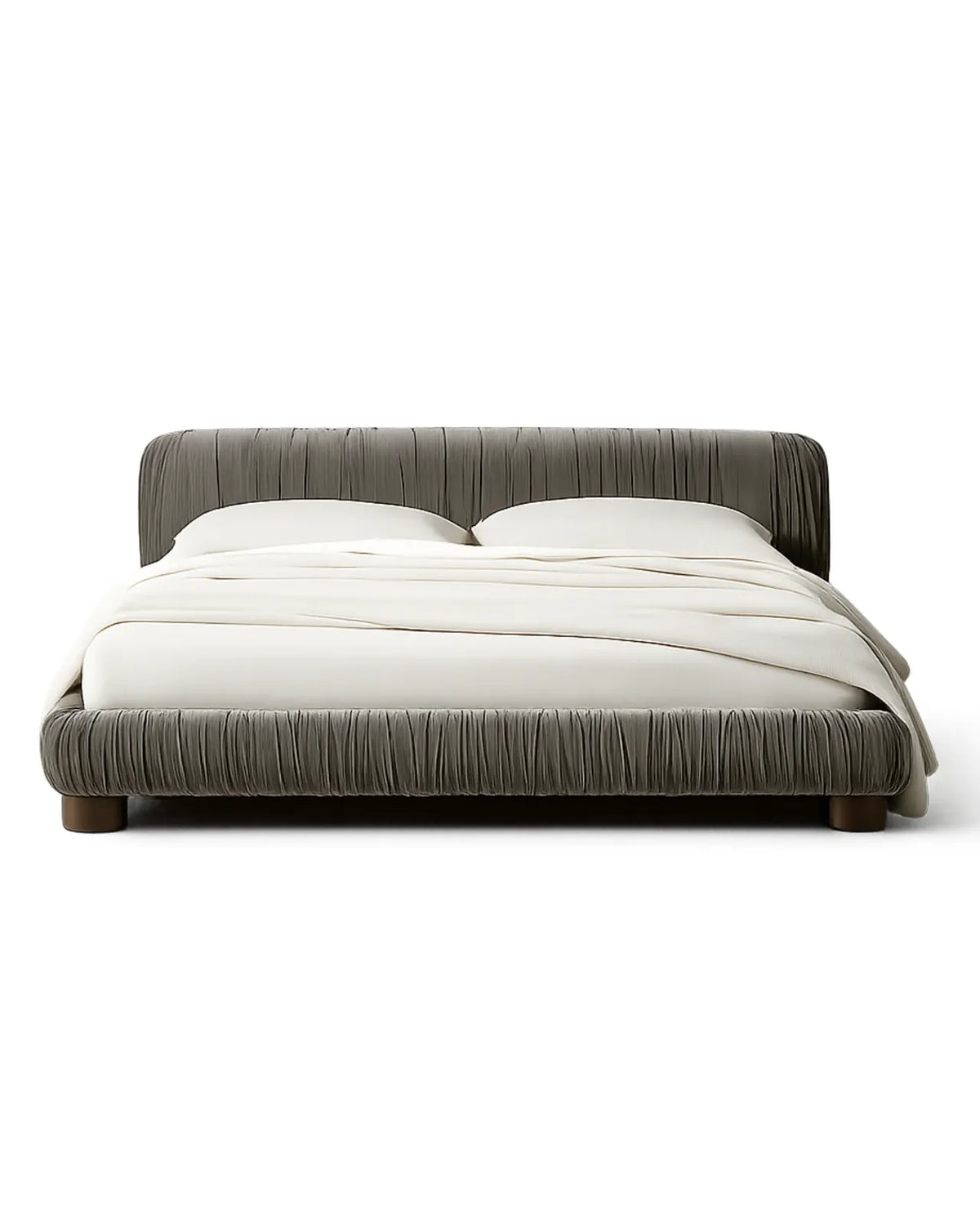 Striova Charcoal Velvet Low-Profile Bed