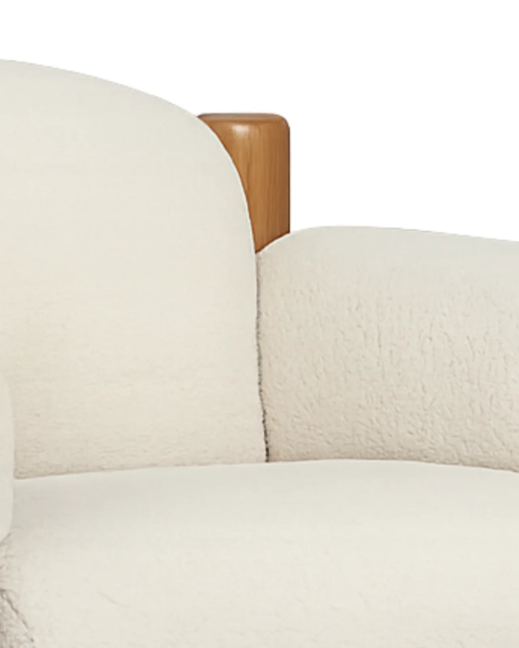 Caelora Faux Shearling Accent Chair in Solid Ash Wood