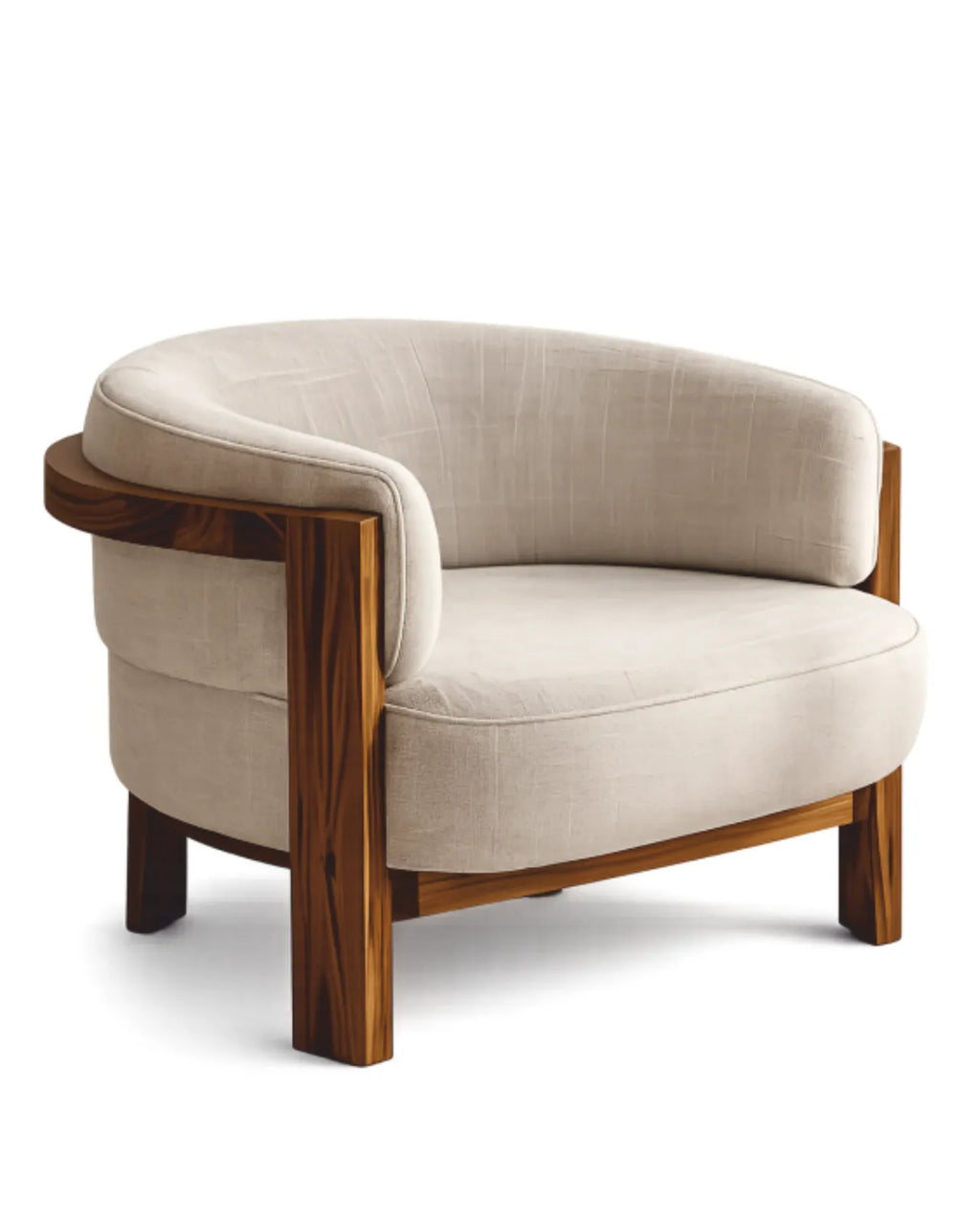Bellarvo Velvet Accent Lounge Chair in Solid Teak Wood