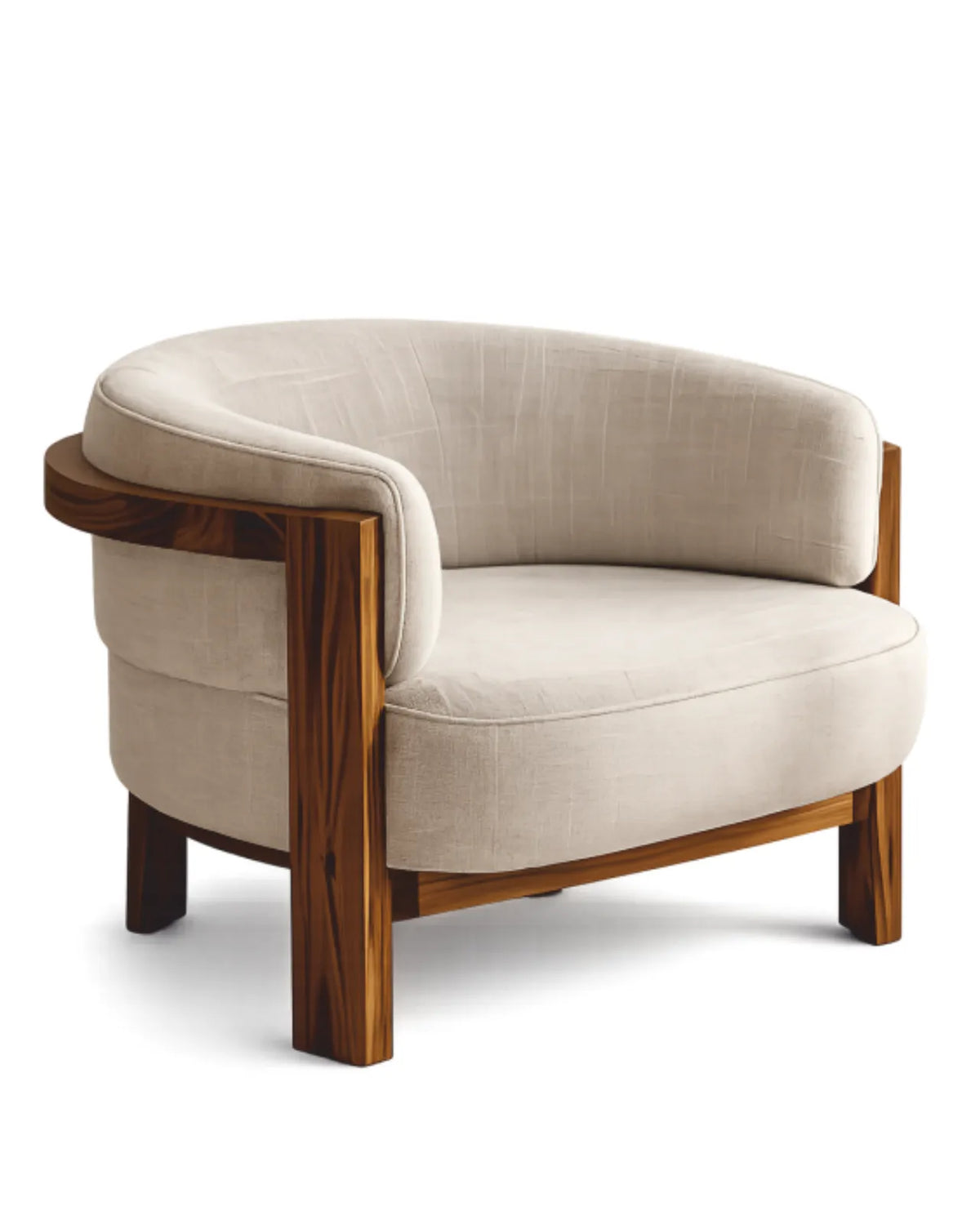 Bellarvo Velvet Accent Lounge Chair in Solid Teak Wood