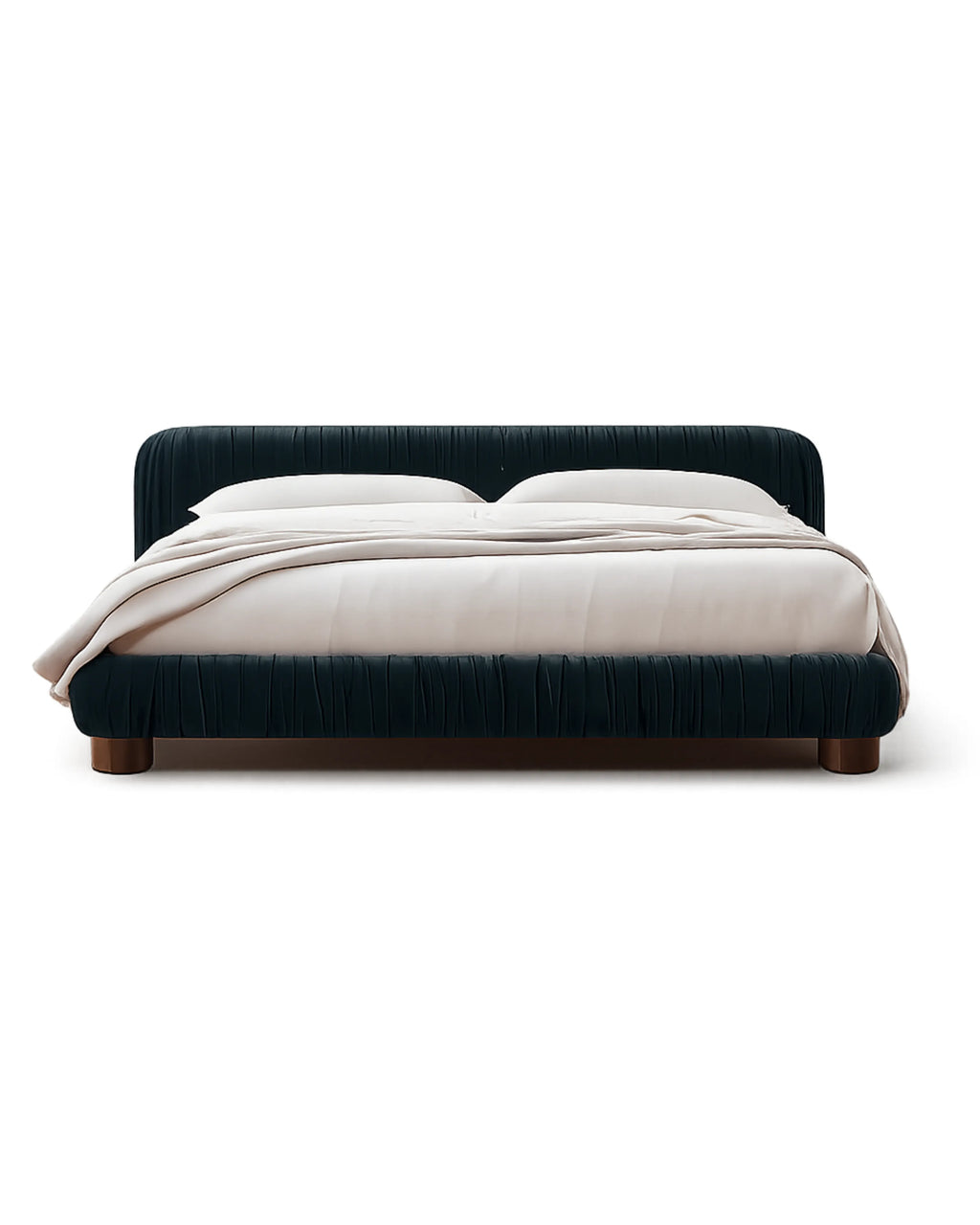 Striova Blue Velvet Low-Profile Bed