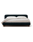 Striova Blue Velvet Low-Profile Bed