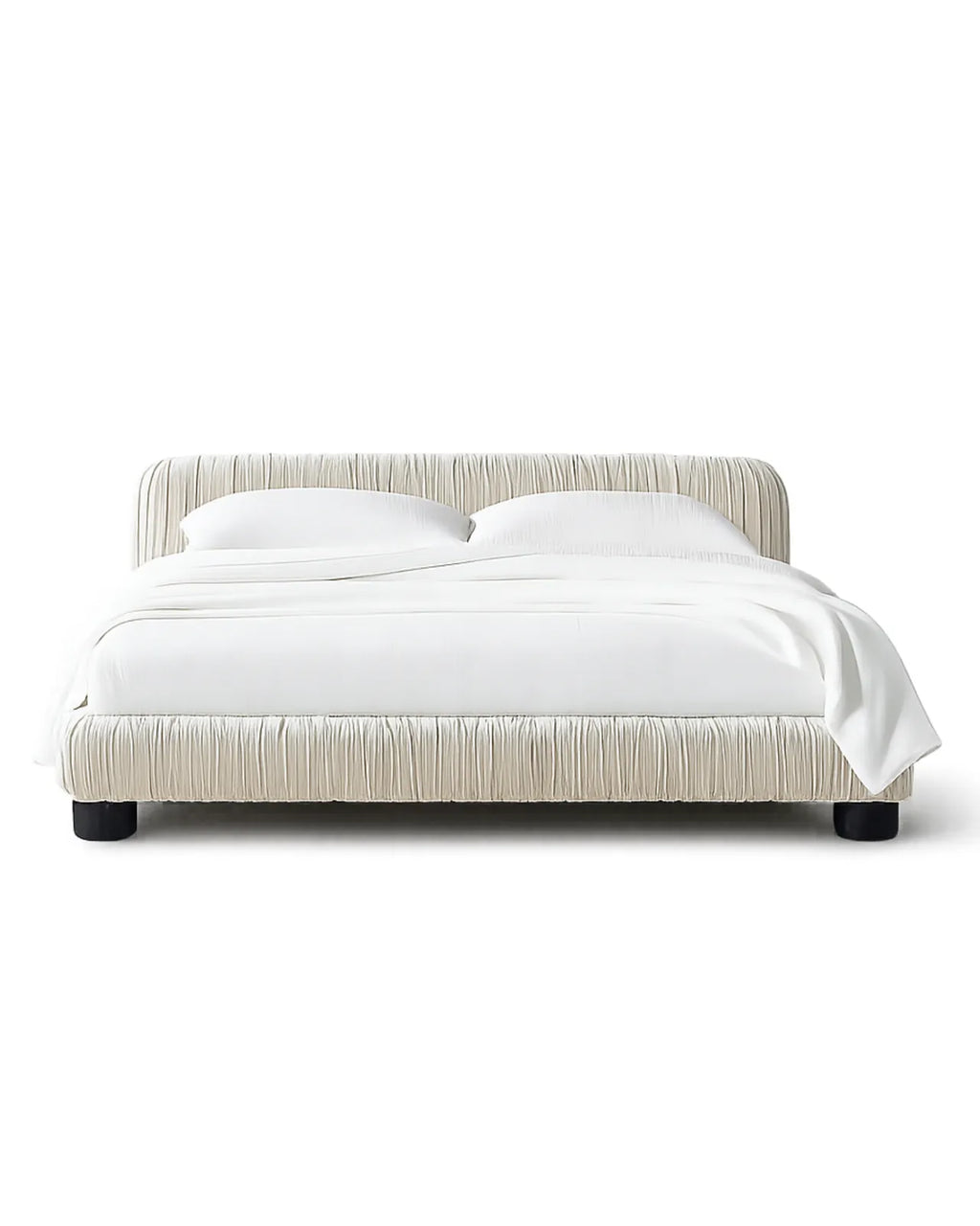 Striova Ruched Velvet Low-Profile Bed