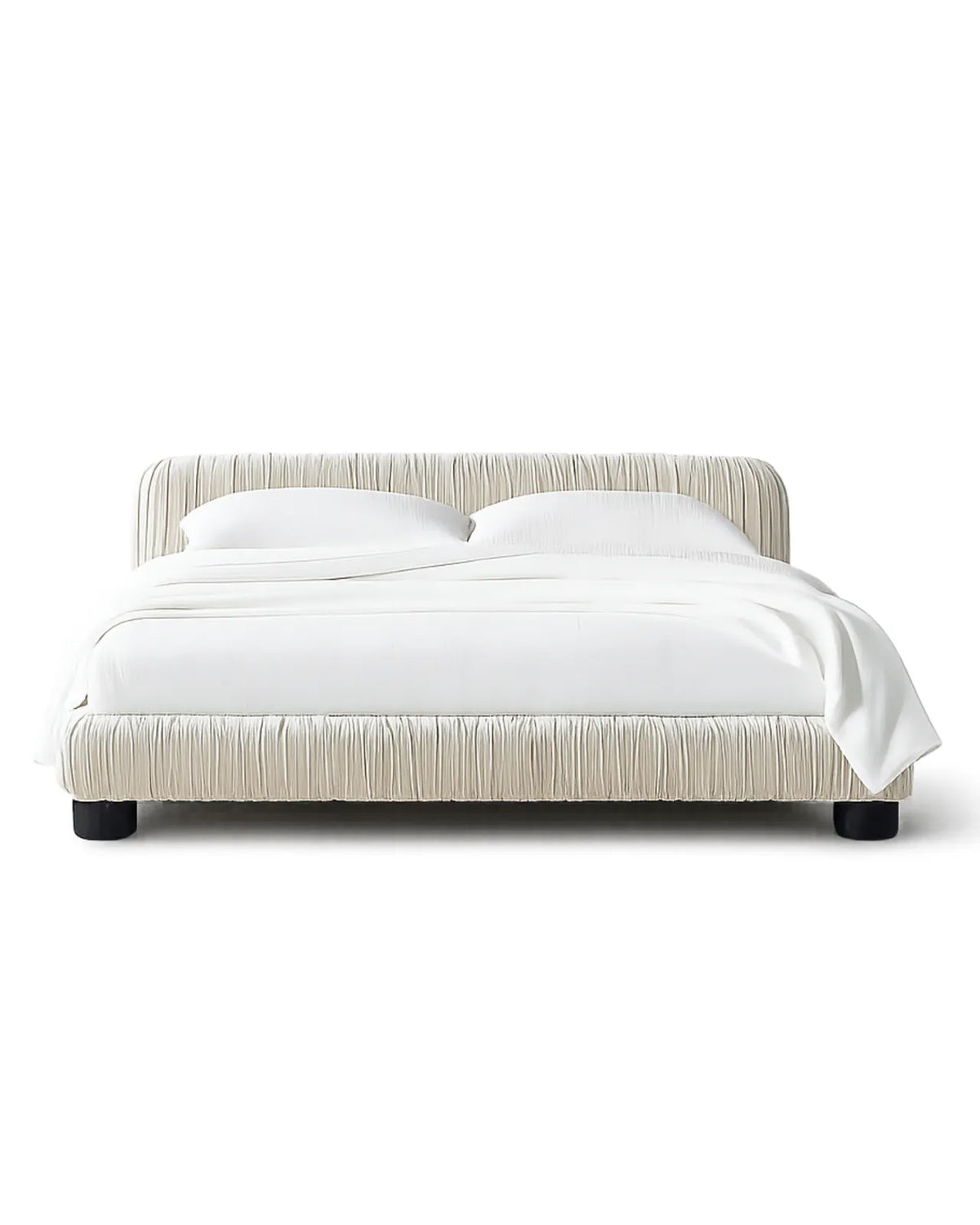 Striova Ruched Velvet Low-Profile Bed