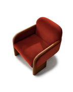VESARO Velvet Lounge Chair with Oak Frame