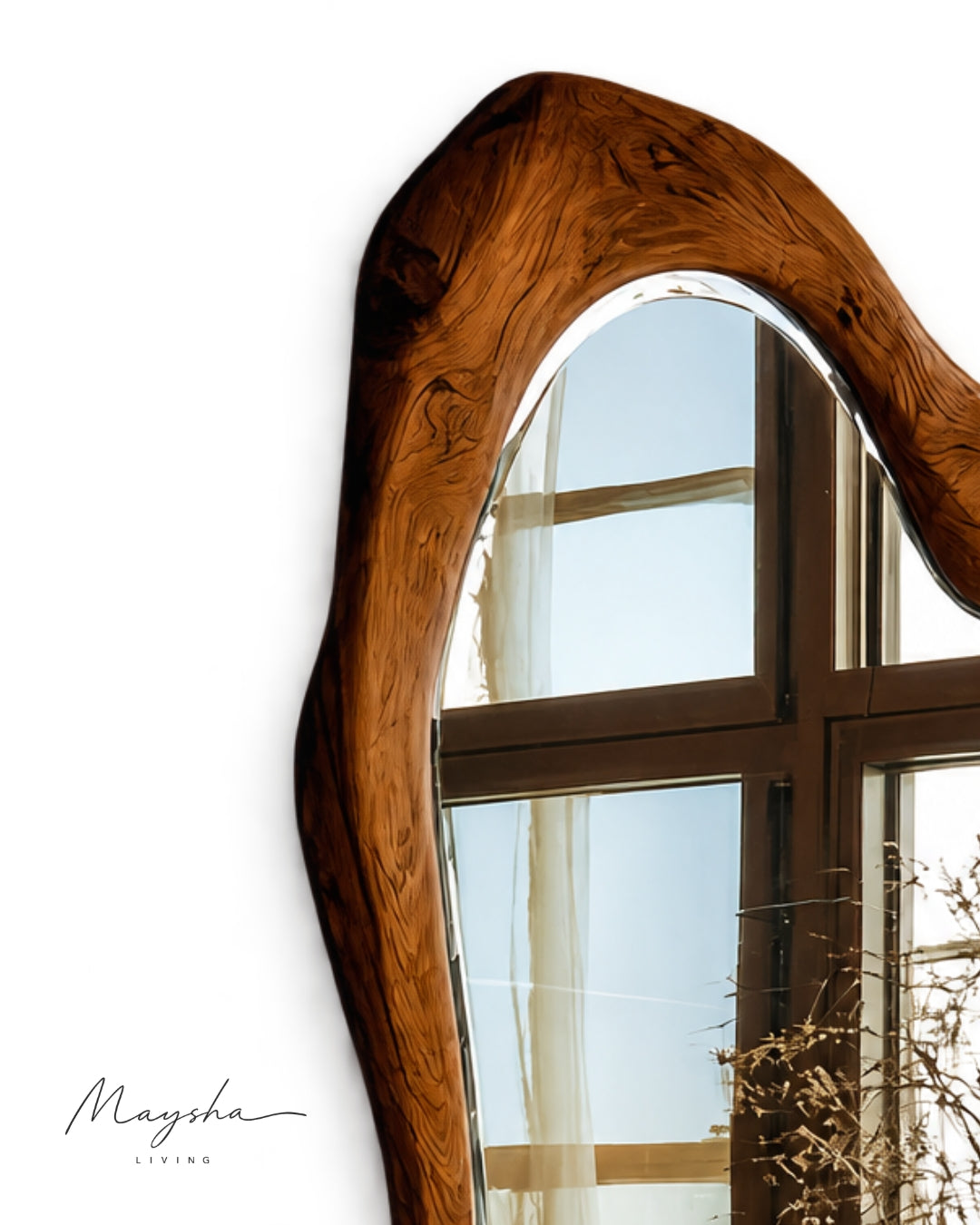RIVENNA Live Edge Organic Freeform Solid Wood Wall Mirror