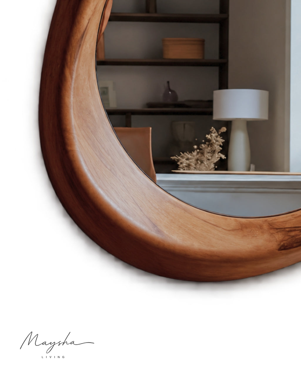 SERENVALE Organic Rounded Solid Wood Wall Mirror