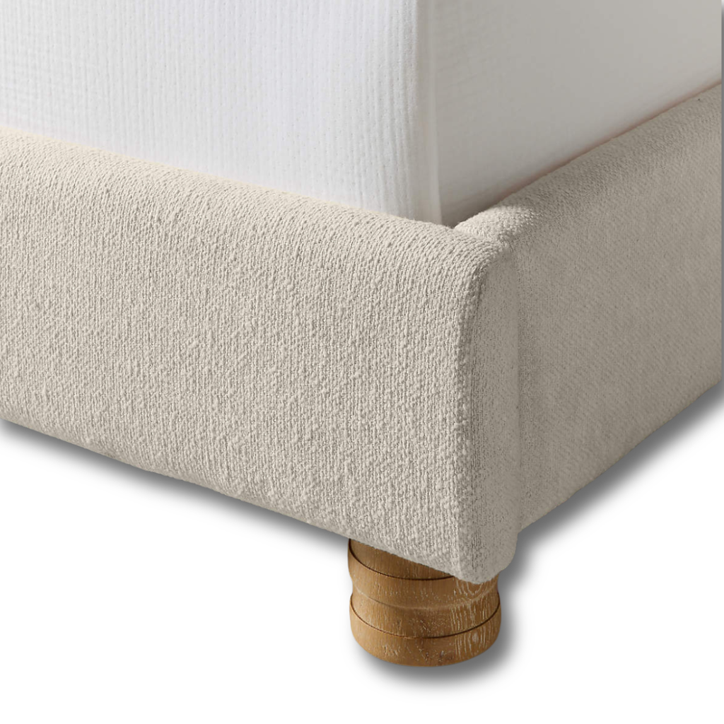 Orivelle Shelter Headboard Fabric Bed - Warm Cream Bouclé