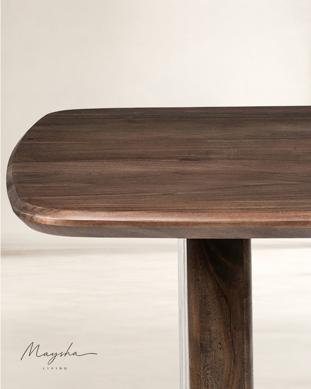 Tharvix Solid Wood Dining Table with Subtle Metal Accents