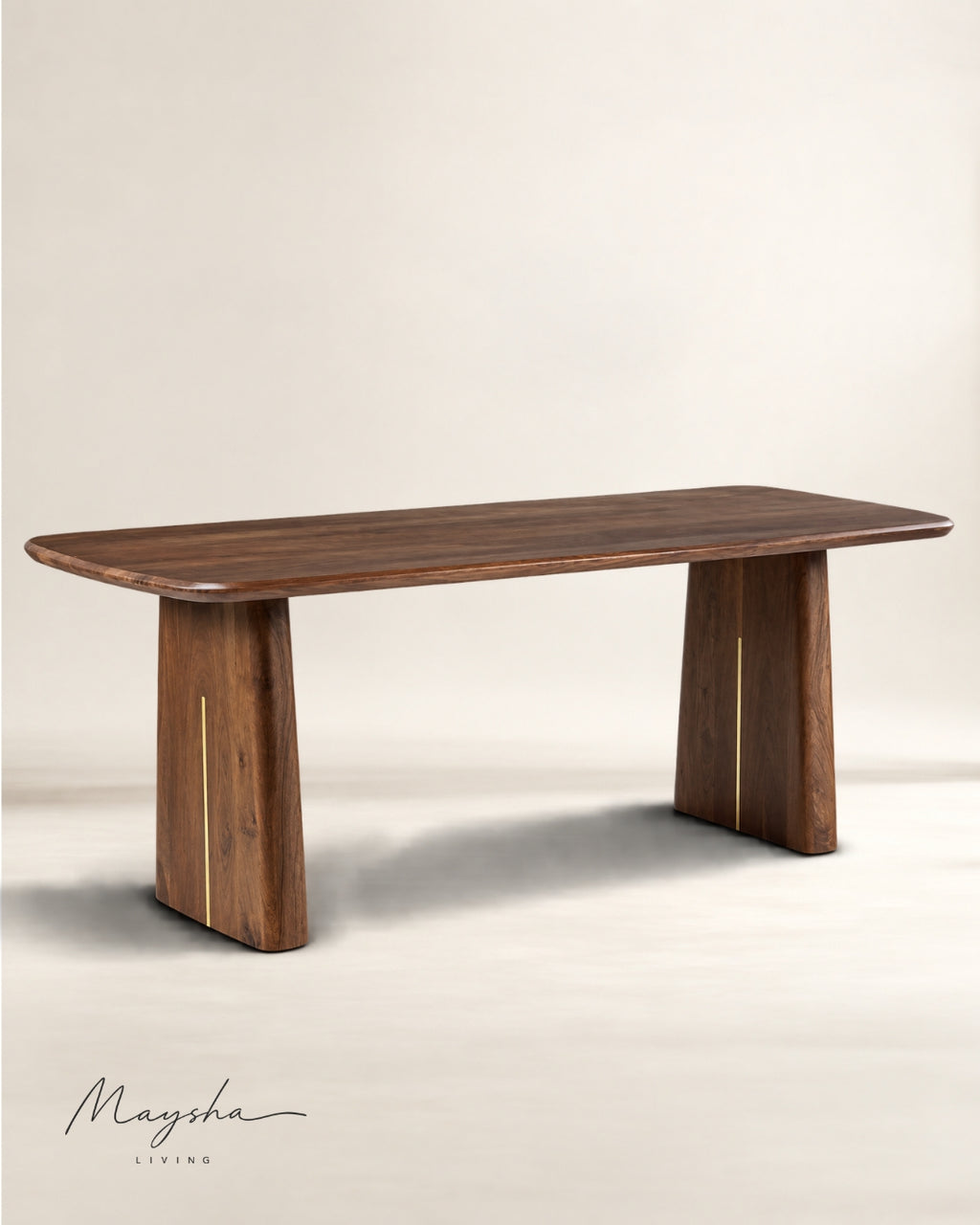 Tharvix Solid Wood Dining Table with Subtle Metal Accents