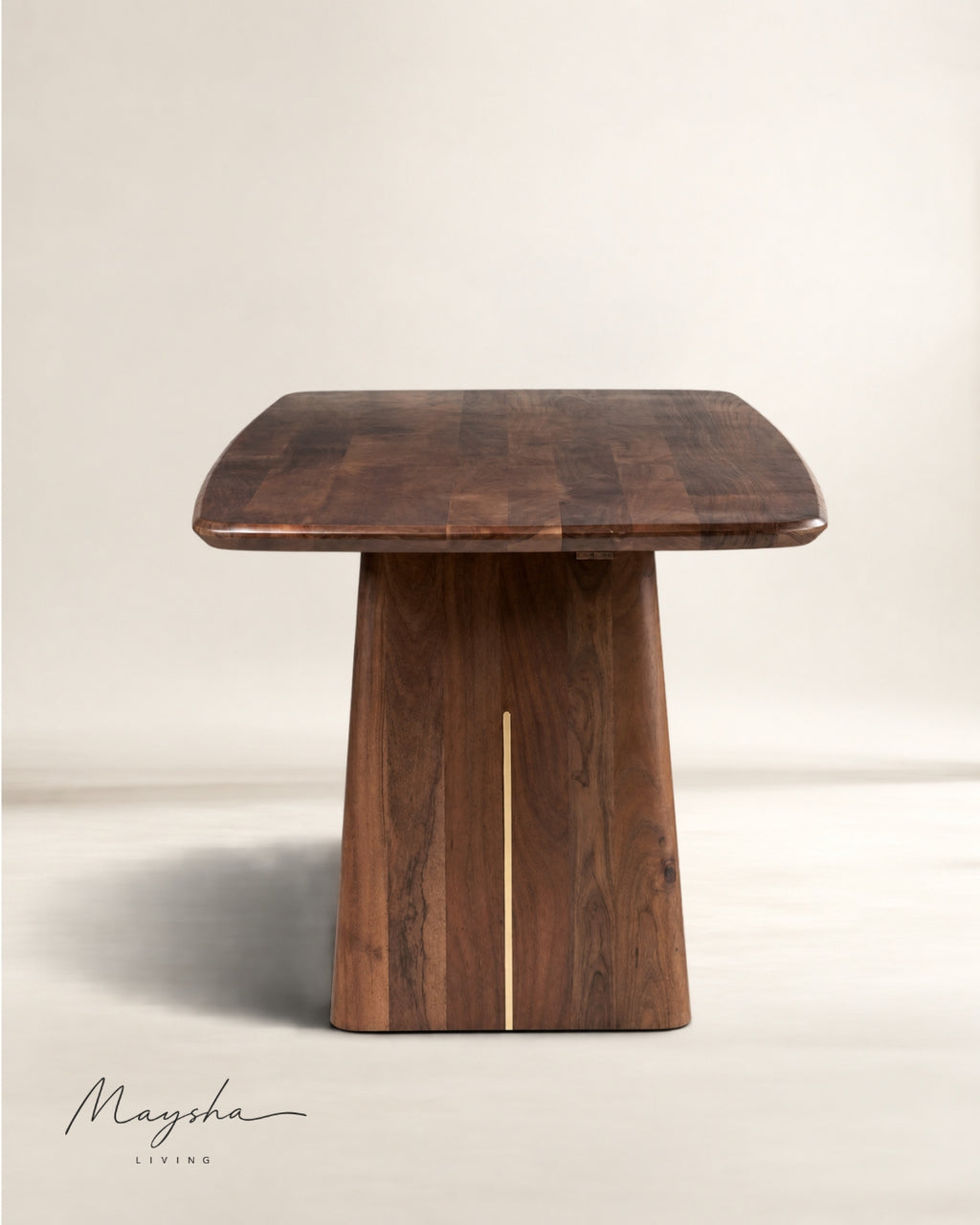 Tharvix Solid Wood Dining Table with Subtle Metal Accents
