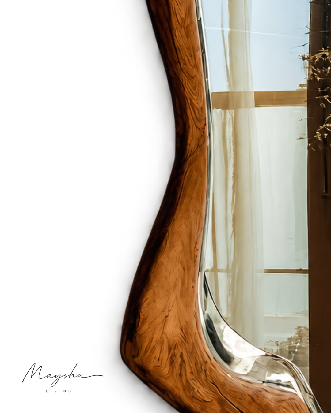 RIVENNA Live Edge Organic Freeform Solid Wood Wall Mirror