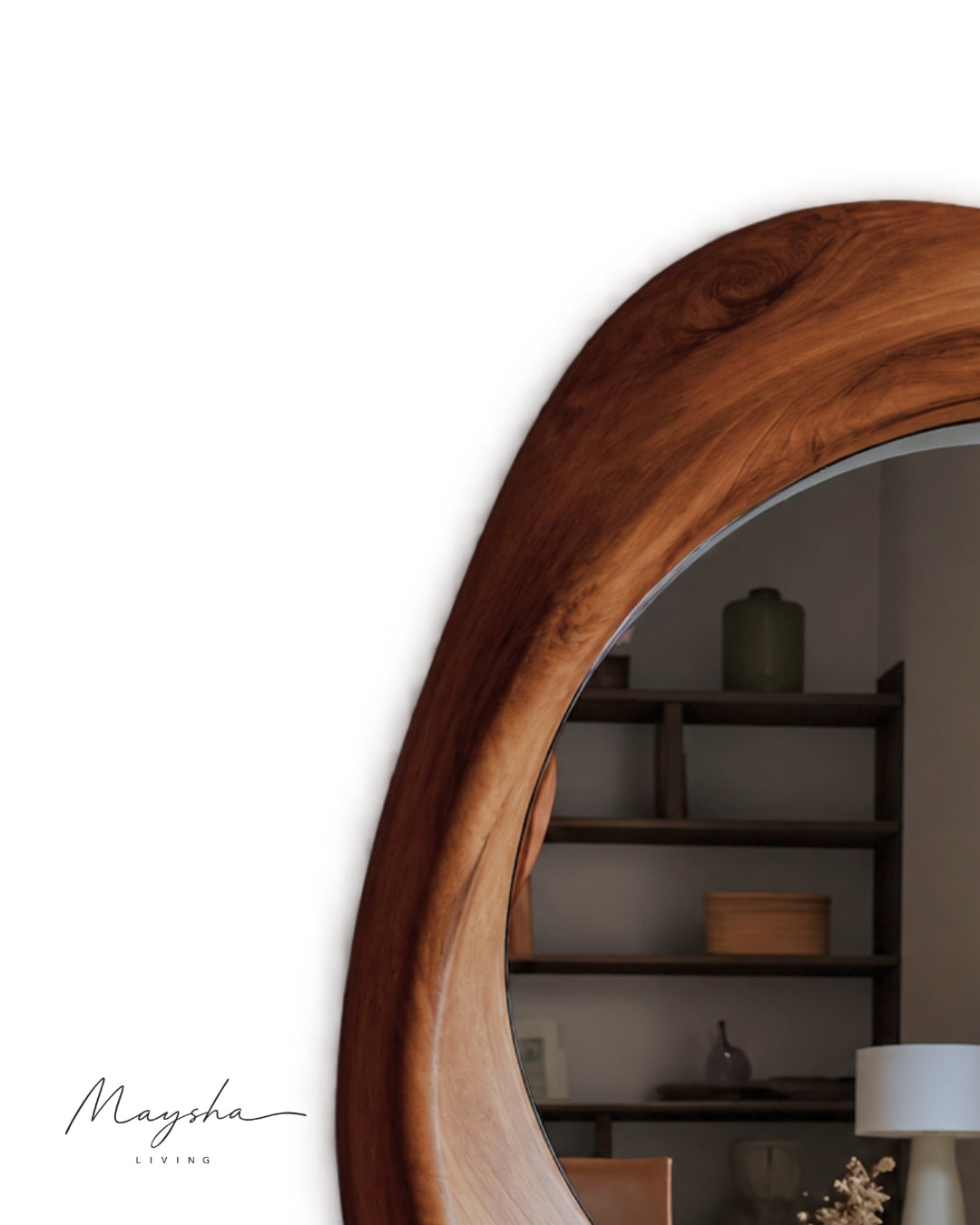 SERENVALE Organic Rounded Solid Wood Wall Mirror