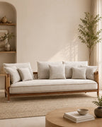YORVAN Luxury Teak Wooden Frame Sofa