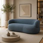 Zorique Curved Bouclé Obsidian Sofa