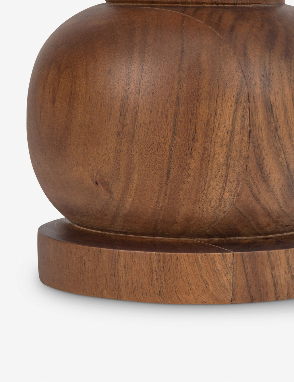 Orivia Walnut Spherical Solid Wood Pedestal Side Table with White Marble Top