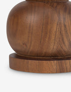 Orivia Walnut Spherical Solid Wood Pedestal Side Table with White Marble Top